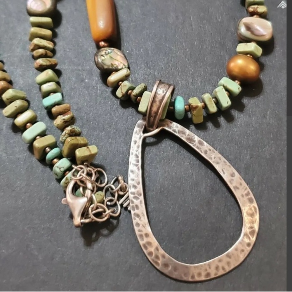 Silpada Turquoise Pendant Necklace ~ Sterling Silver ~ Gemstones ~ Pearls N1786